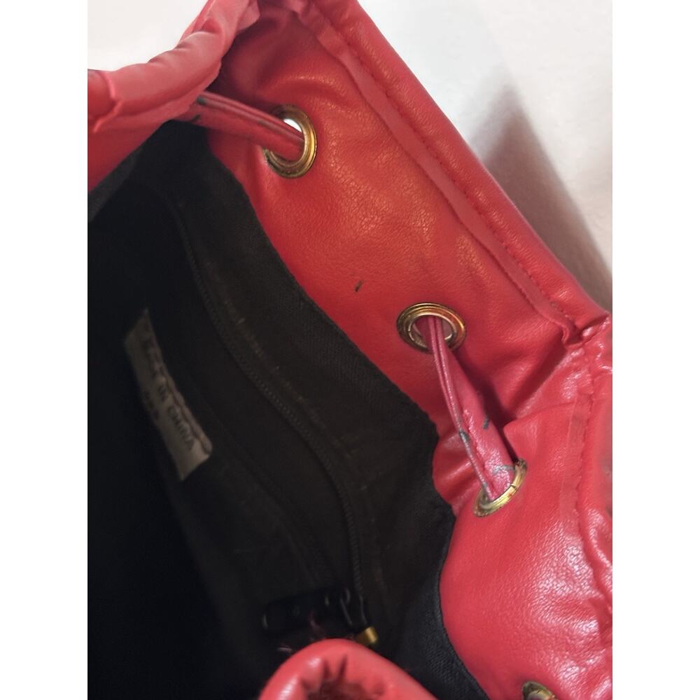 Red Leather Embossed Bucket Bag Crossbody Drawstring Purse Boho Western Festival - Picture 14 of 15